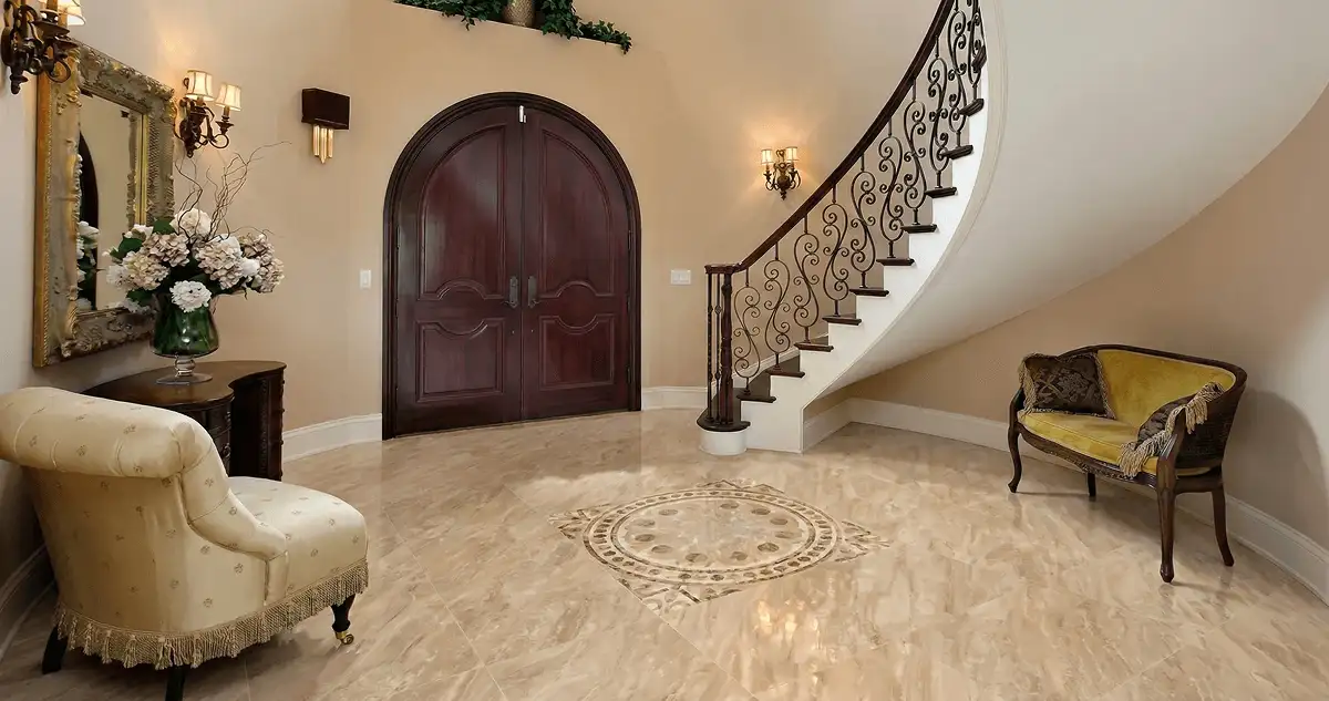 Entrance hall with professionally installed ceramic tile flooring in Jackson MS