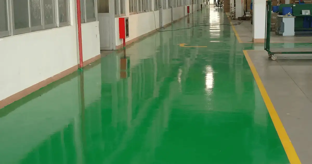 A factory floor professionally covered and marked with epoxy flooring in Jackson, MS