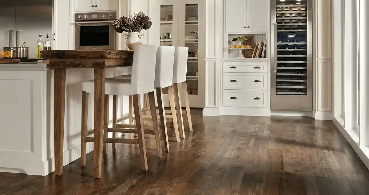 Professionally installed and refinished hardwood flooring in a residential home, showcasing smooth finish and natural wood tones in Jackson, MS