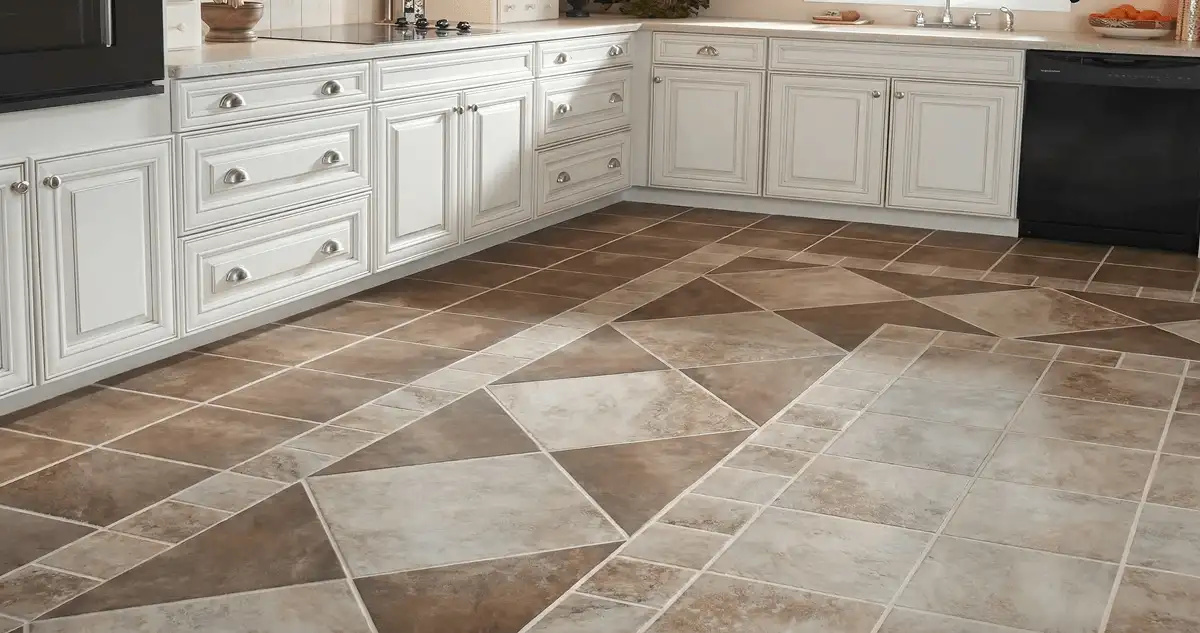Kitchen with white cabinets and a professionally installed tile floor in Jackson, MS